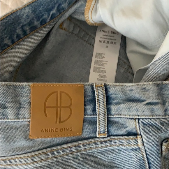 Anine Bing Raw Hem Cutoff Denim Shorts High Rise - Picture 8 of 8